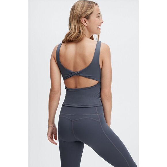 Fabletics Oasis Twist Back Built In Bra Tank In Pewter/Gray Size M - Picture 1 of 12